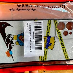 Off-white Bart Simpson iPhone 12 mini phone case